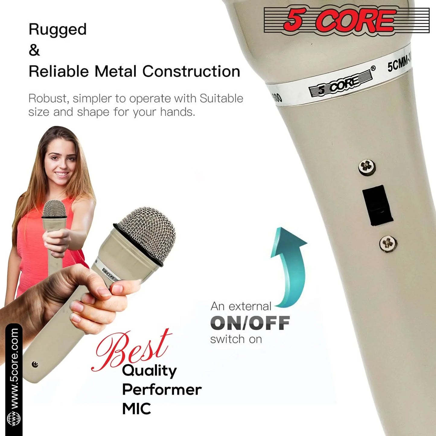 5Core XLR Microphone Dynamic Mic Karaoke Singing Studio Mics Handheld Microfono