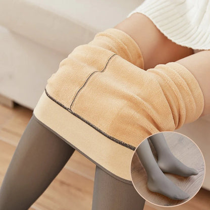 Fake Translucent plus Size Leggings Fleece Lined Tights Fall and Winter Warm Fleece Pantyhose Women Fleece Lined Pantyhose Thermal Winter Tights