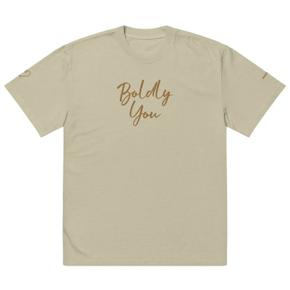 Boldly You Oversized Faded T-Shirt with Old Gold Embroidery | Oversized T-Shirt