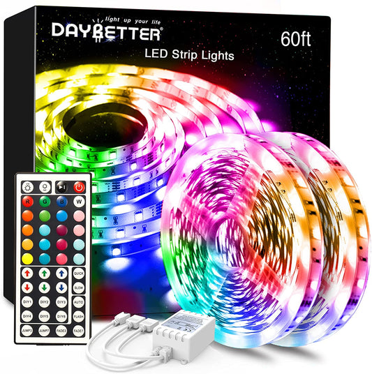 Led Lights Color Changing Led Strip Lights with Remote Controller 60 Ft, 2 Rolls of 30 Ft Led Lighting for Bedroom, Home Decoration