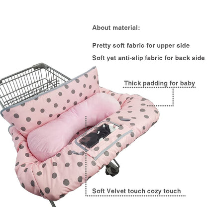 Shopping Cart Cover for Baby/Toddler with Supportive Seat Positioner, Cozy High Chair Cover, Pink