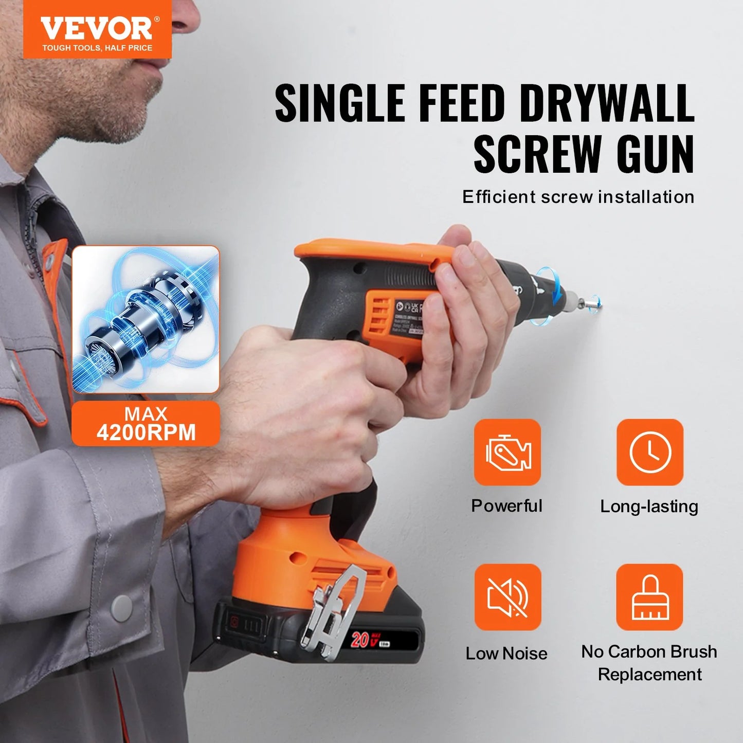 Unleash Your DIY Skills with the VEVOR 20V Cordless Drywall Screw Gun Kit! 🚀🔧 Includes 2 Batteries, Charger, and More! Perfect for Every Project! 💪✨