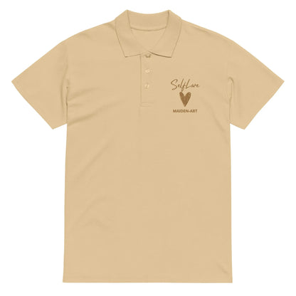 Self Love Premium Pique Polo Shirt with Old Gold Embroidery