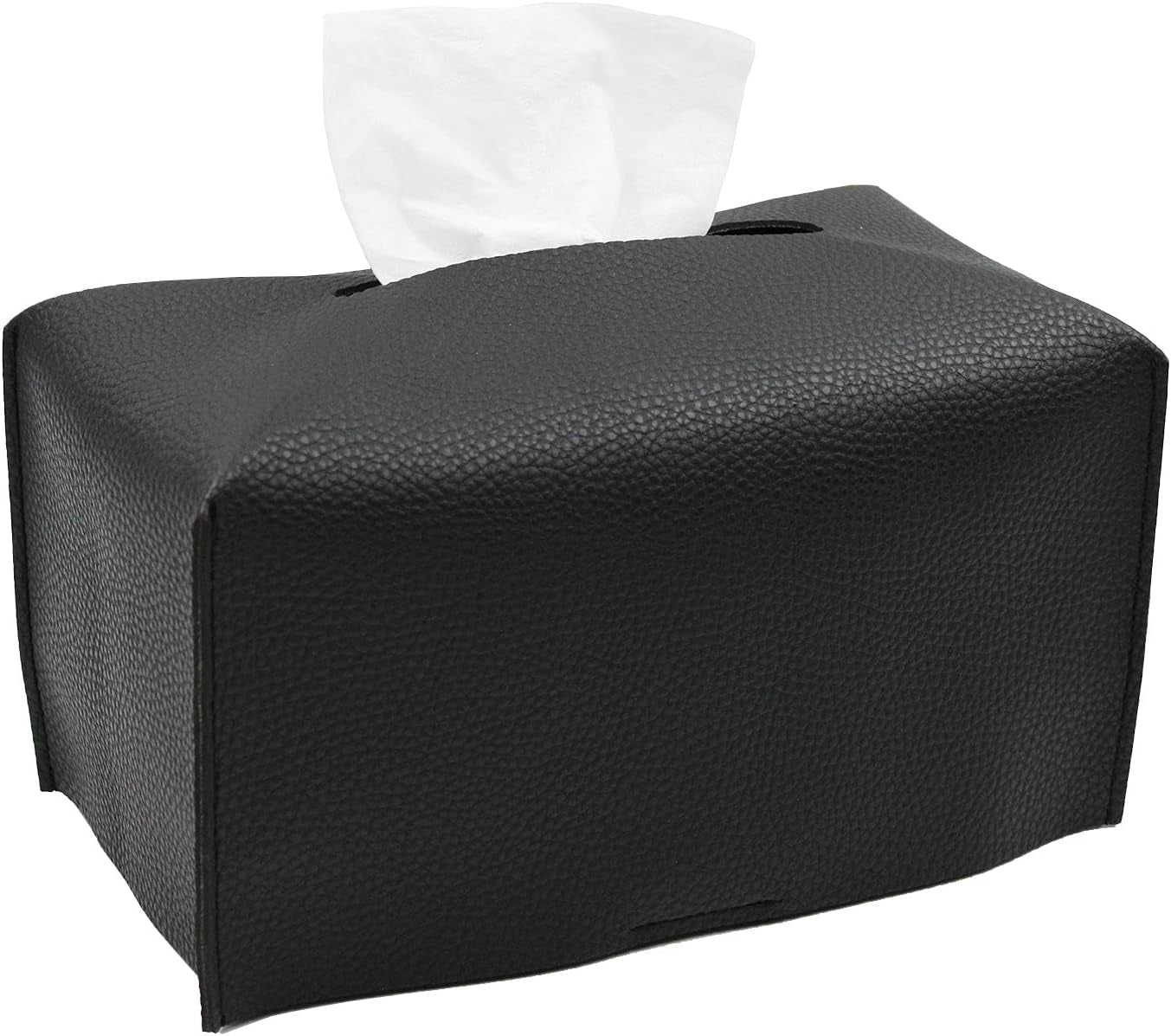 Tissue Box Cover, Modern Decorative PU Leather Rectangular Tissue Box Case Organizer Holder for Vanity Countertop, Night Stands, Livingroom, Office Desk & Car 9.5X5X5'' | Black