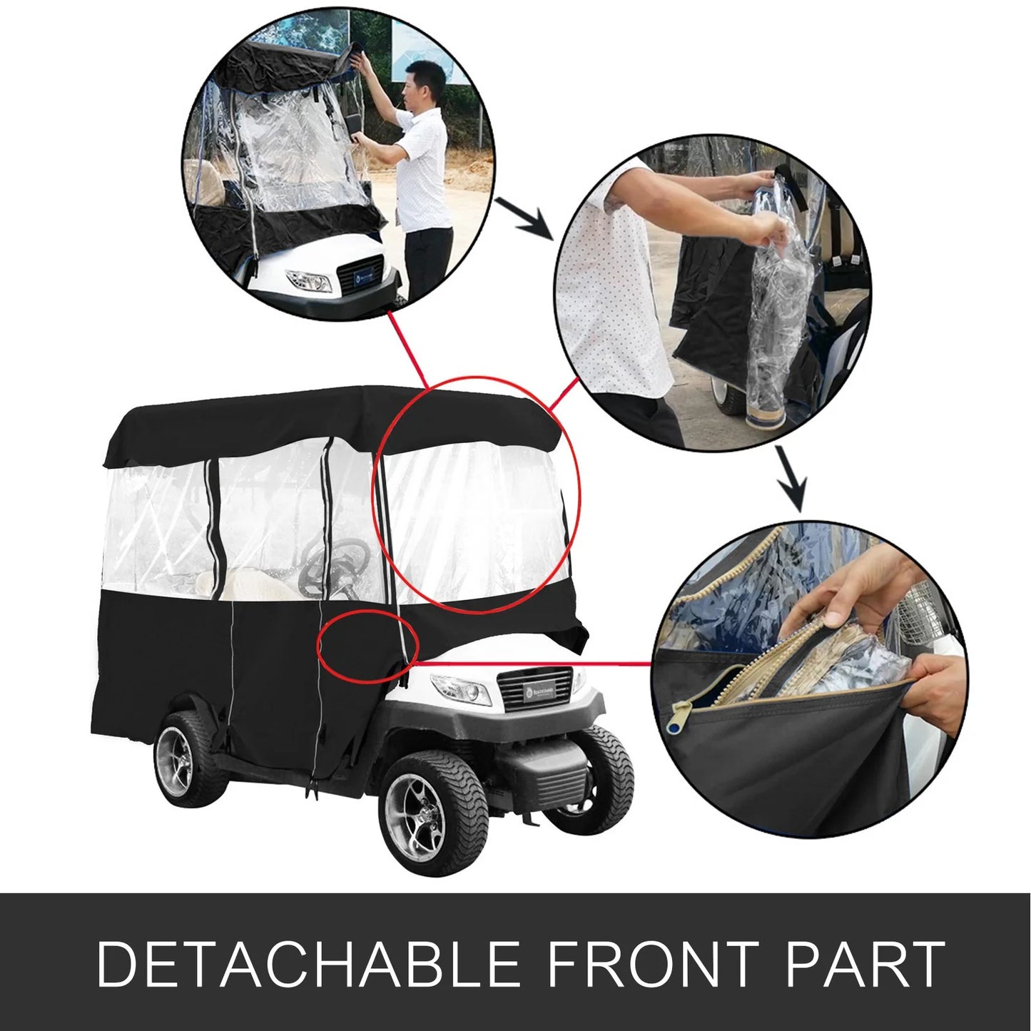 VEVOR Golf Cart Enclosure 86'', 4-Person Golf Cart Cover, 4-Sided Fairway Deluxe, 300D Waterproof Driving Enclosure with Transparent Windows, Fit for EZGO, Club Car, Yamaha Cart