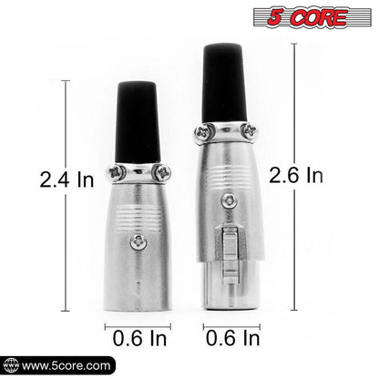 5Core XLR Connector Male Female to 1/4 Audio Jack 3 Pin Secure Mic Plug W Locking Ends