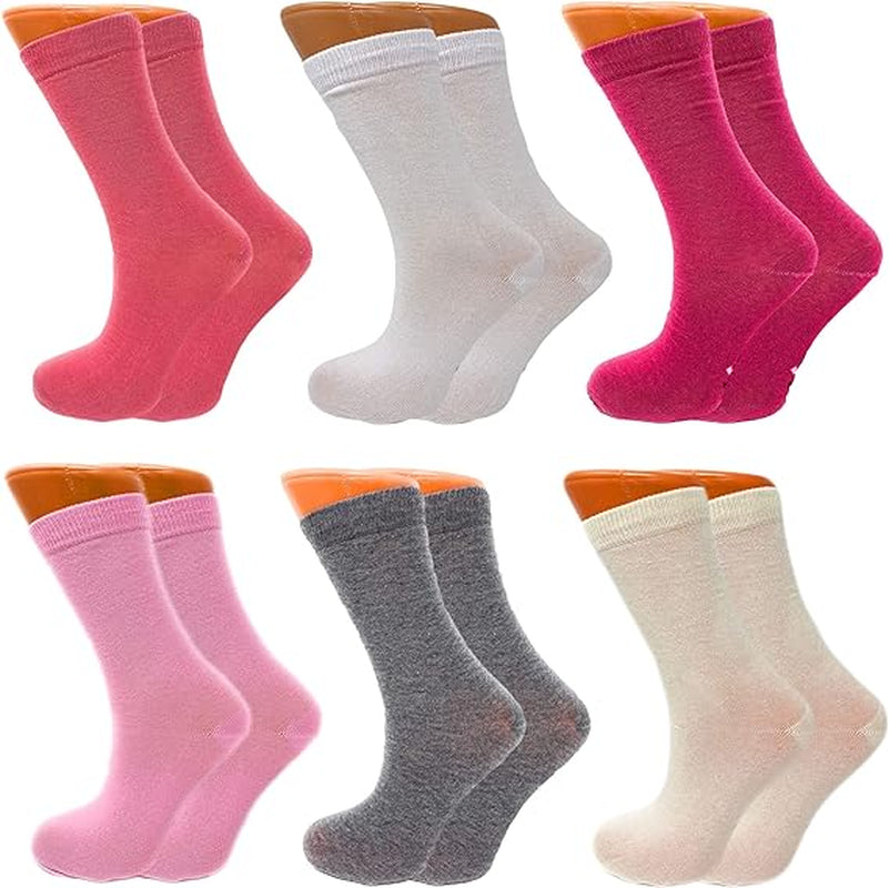 6 Pairs Women’S Colorful Combed Cotton Crew Socks – Soft, Breathable & Stylish – Size 9-11